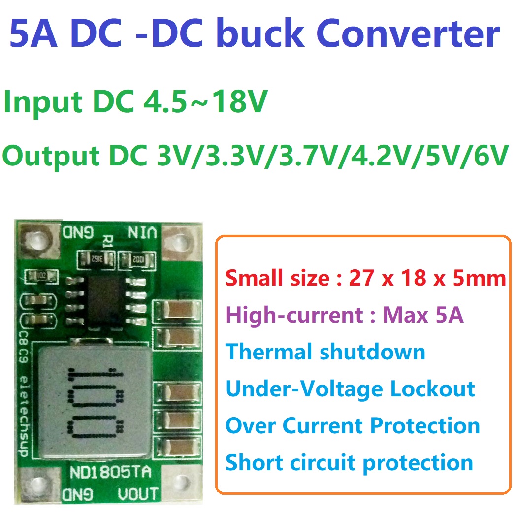 Raspberry Pi 4 - Módulo conversor DC-DC 5A, 4,5-18V para