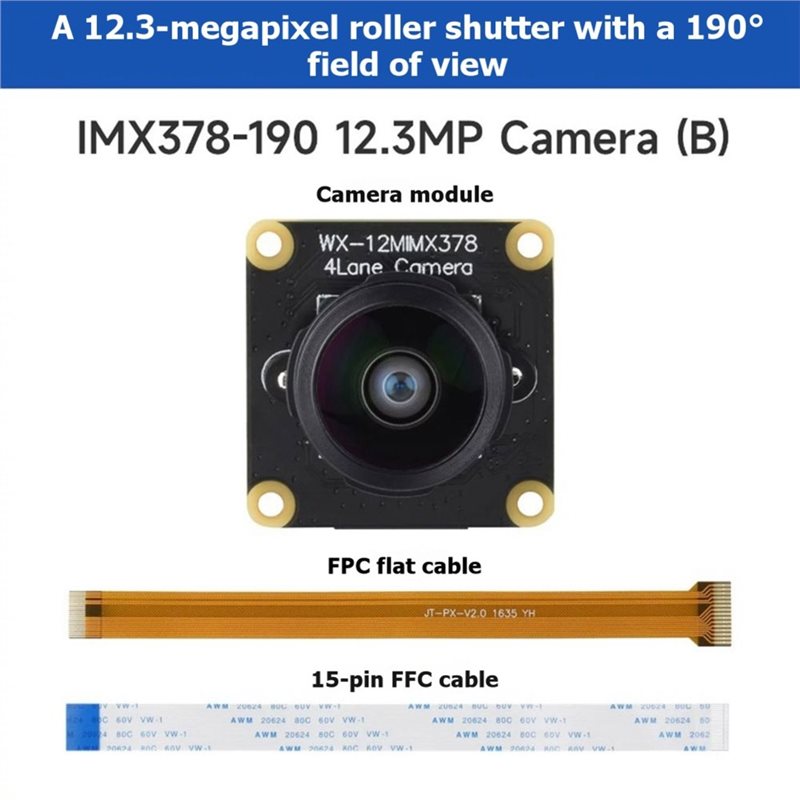 Câmera IMX378-190 12.3MP com L - Pi Camera Module avaliação e preço